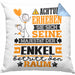 Enkel Geschenk Kissen mit Füllung 40x40 Lustiger Spruch Erheben Sie Sich Der Enkel Betritt den Raum (Grau) Blau Trendation