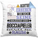 Bocciapieler Geschenk Kissen mit Füllung 40x40 Lustiger Spruch Erheben Sie Sich Der Bocciapieler Betritt den Raum (Grau) Blau Trendation
