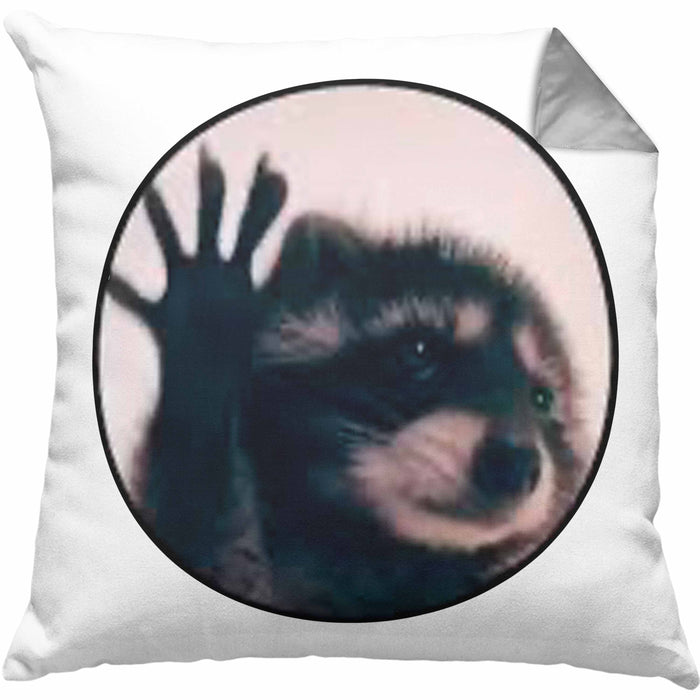 Waschbär Meme Kissen mit Füllung 40x40 Geschenk Lustiger Waschbär (Grau) Grau Trendation