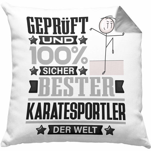 Karatesportler Geschenk Lustiger Spruch für Karatesportler Geschenkidee Bester Karatesportler Der WeltKissen mit Füllung 40x40 (Grau) Grau Trendation