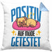 Lustige Kissen mit Füllung 40x40 "Positiv auf Müde Getestet" - Geschenkidee für Hunde-Liebhaber (Grau) Blau Trendation