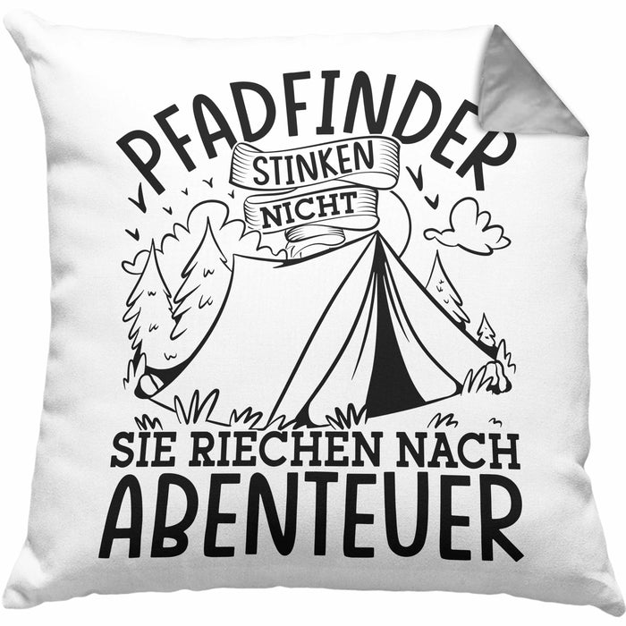 Pfadfinder Kissen mit Füllung 40x40 Geschenk Pfadfinder Stinken Nicht Sie Riechen Nach Abenteuer (Grau) Grau Trendation