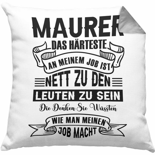 Lustige Kissen mit Füllung 40x40 für Maurer Geschenk Spruch Geschenkidee Maurer Beruf (Grau) Grau Trendation