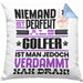 Golfer Geschenk Kissen mit Füllung 40x40 Lustige Geschenkidee für Golfer Geburtstag Niemand Ist Perfekt Aber Als Golfer Ist Man Nah Dran (Grau) Blau Trendation