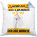 Flötist Kissen mit Füllung 40x40 Geschenk Lustiger Spruch Geschenkidee für Flötist Achtung Hochleistungs Flötist Bei Der Arbeit (Grau) Blau Trendation