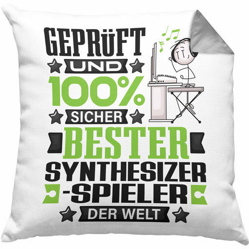 Synthesizer-Spieler Geschenk Lustiger Spruch für Synthesizer-Spieler Geschenkidee Bester Synthesizer-Spieler Der WeltKissen mit Füllung 40x40 (Grau) Grau Trendation