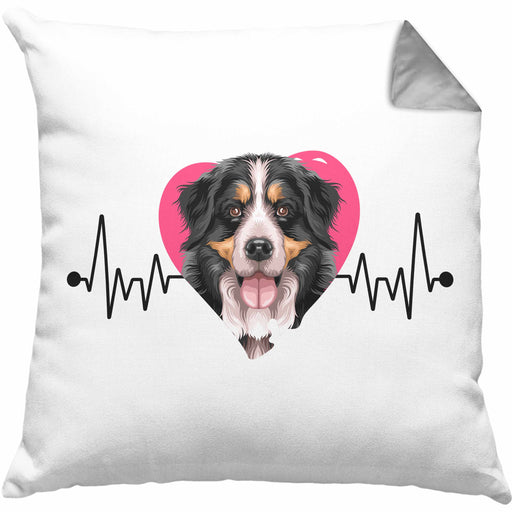 Berner Sennen Besitzer Kissen mit Füllung 40x40 Geschenk Lustiger Spruch Geschenkidee Herzschlag Berner Sennen (Grau) Grau Trendation