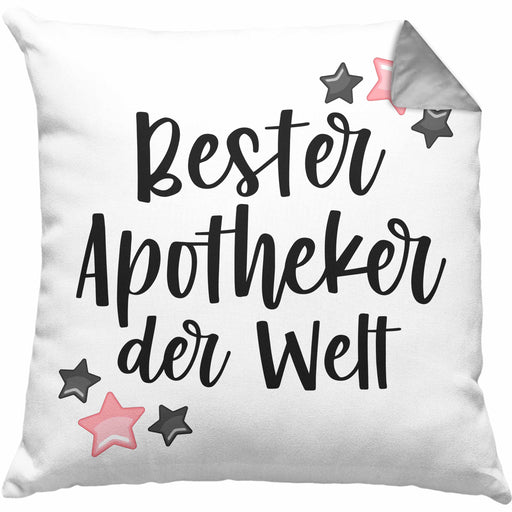 Apotheker Geschenk Kissen mit Füllung 40x40 Bester Apotheker Pharmazeut Arzneikundiger (Grau) Grau Trendation