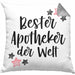Apotheker Geschenk Kissen mit Füllung 40x40 Bester Apotheker Pharmazeut Arzneikundiger (Grau) Grau Trendation