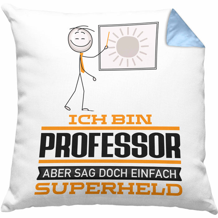 Professor Geschenk Kissen mit Füllung 40x40 Ich Bin Professor Aber Sag Doch Einfach Superheld Lustige Geschenkdiee für Professor (Grau) Blau Trendation