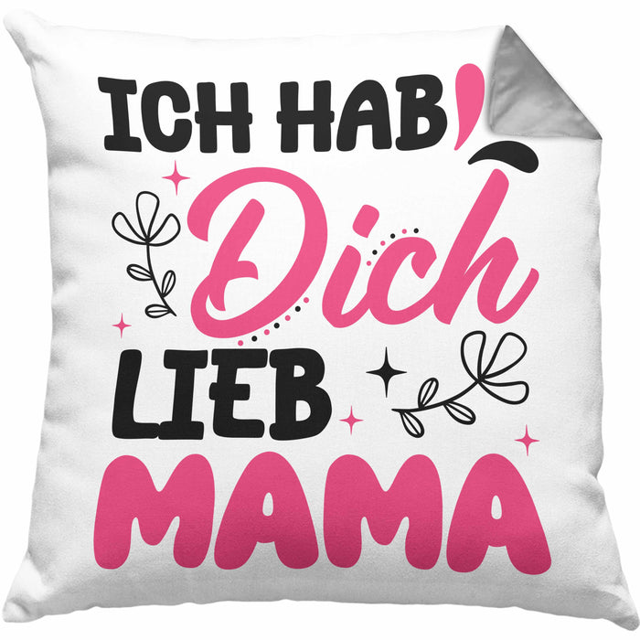 Mama Geschenk Kissen mit Füllung 40x40 Ich Hab Dich Lieb Mama Geschenkidee Muttertagsgeschenk von Sohn Tochter (Grau) Grau Trendation