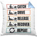 Rudern Kissen mit Füllung 40x40 Geschenk Catch Drive Release Recover Repeat Geschenkidee Ruderer (Grau) Blau Trendation
