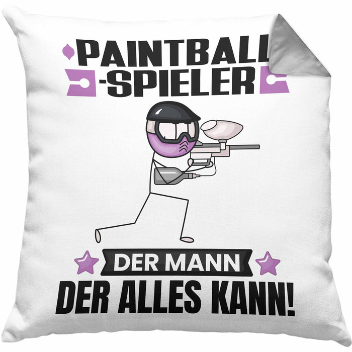 Paintballspieler Kissen mit Füllung 40x40 Geschenk für Paintballspieler Der Mann Der Alles Kann Geschenkidee zum Geburtstag (Grau) Grau Trendation