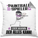 Paintballspieler Kissen mit Füllung 40x40 Geschenk für Paintballspieler Der Mann Der Alles Kann Geschenkidee zum Geburtstag (Grau) Grau Trendation