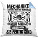 KFZ Mechaniker Kissen mit Füllung 40x40 Geschenk Spruch Männer KFZ Mechatroniker Geschenkidee Werkstatt Mechaniker Hören Nicht Auf Wenn Sie Müde Sind (Grau) Blau Trendation