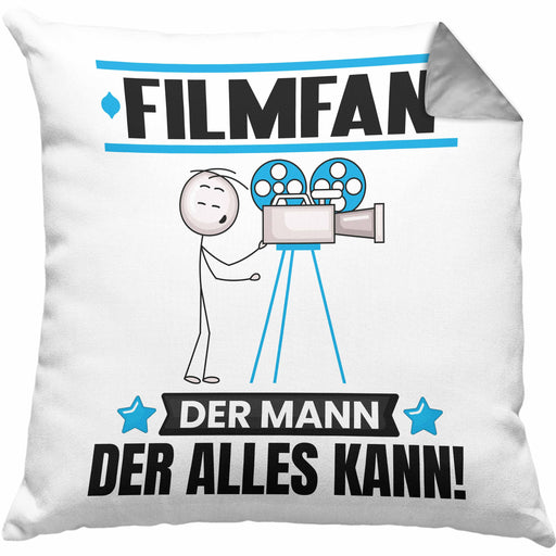 Filmfan Kissen mit Füllung 40x40 Geschenk für Filmfan Der Mann Der Alles Kann Geschenkidee zum Geburtstag (Grau) Grau Trendation