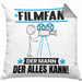 Filmfan Kissen mit Füllung 40x40 Geschenk für Filmfan Der Mann Der Alles Kann Geschenkidee zum Geburtstag (Grau) Grau Trendation