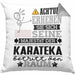 Karateka Geschenk Kissen mit Füllung 40x40 Lustiger Spruch Erheben Sie Sich Der Karateka Betritt den Raum (Grau) Grau Trendation
