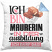 Maurerin Ausbildung Start Geschenk Kissen mit Füllung 40x40 Ich Bin Maurerin In Der Ausbildung Ich Darf Das Geschenkidee (Grau) Blau Trendation