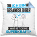 Gesangslehrer Kissen mit Füllung 40x40 Geschenk für Gesangslehrer Geburtstag Lustiger Spruch Was Ist Deine Superkraft (Grau) Blau Trendation