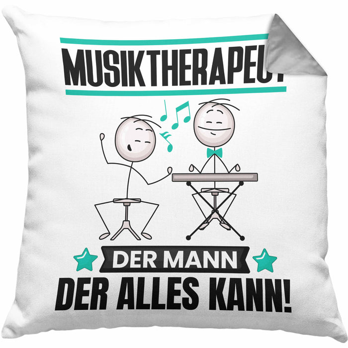Musiktherapeut Kissen mit Füllung 40x40 Geschenk für Musiktherapeut Der Mann Der Alles Kann Geschenkidee zum Geburtstag (Grau) Grau Trendation