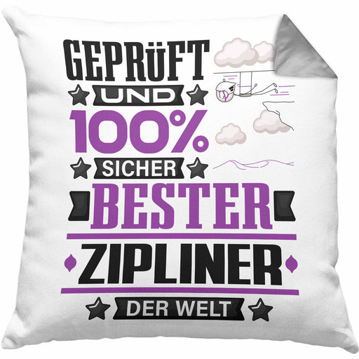 Zipliner Geschenk Lustiger Spruch für Zipliner Geschenkidee Bester Zipliner Der WeltKissen mit Füllung 40x40 (Grau) Grau Trendation