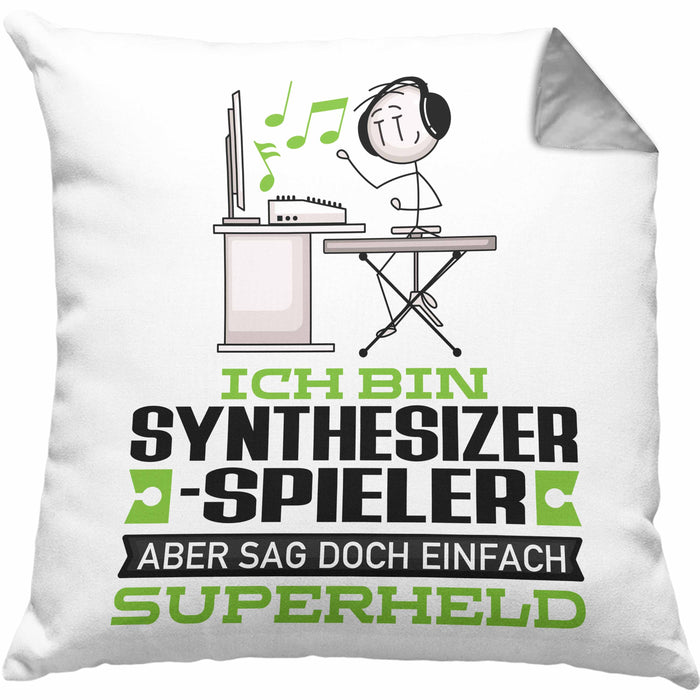 Synthesizer-Spieler Geschenk Kissen mit Füllung 40x40 Ich Bin Synthesizer-Spieler Aber Sag Doch Einfach Superheld Lustige Geschenkdiee für Synthesizer-Spieler (Grau) Grau Trendation