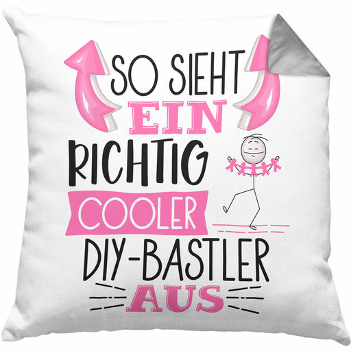 So Sieht Ein Richtig Cooler DIY-Bastler Aus Geschenk Kissen mit Füllung 40x40 Lustiger Spruch Geschenkidee (Grau) Grau Trendation
