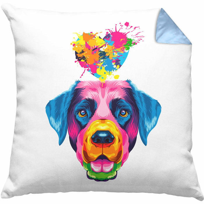 Labrador Herz Farbe Besitzer Kissen mit Füllung 40x40 Geschenk Lustiger Spruch Geschenkidee Labrador Liebhaber (Grau) Blau Trendation