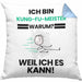 Kung-Fu-Meister Geschenk Kissen mit Füllung 40x40 Lustiger Spruch Ich Bin Kung-Fu-Meister Warum Weil Ich Es Kann Geschenkidee Bester Kung-Fu-Meister Geburtstag (Grau) Blau Trendation