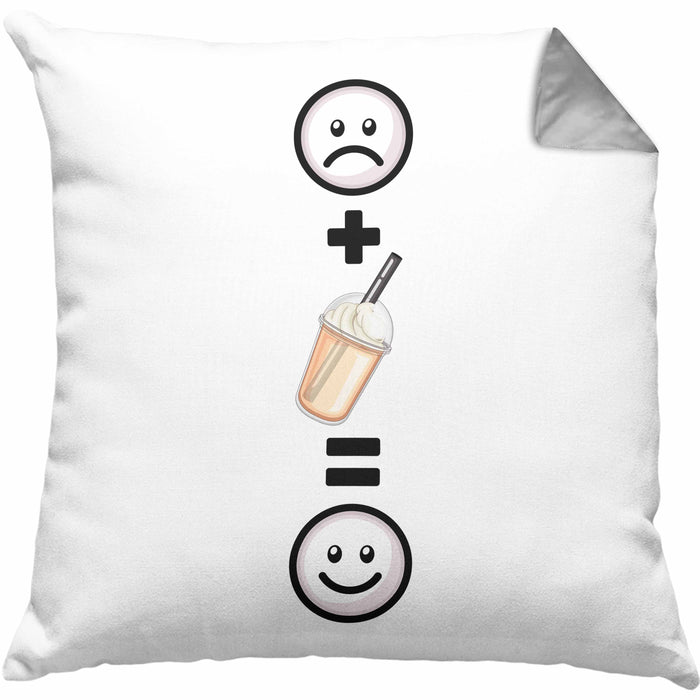 Pumpkin-Spice Kissen mit Füllung 40x40 Geschenk für Pumpkinspice Liebhaber Lustige Geschenkidee :( + Pumpkinspice = :) Geburtstag (Grau) Grau Trendation