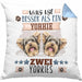 Yorkie Besitzer Kissen mit Füllung 40x40 Geschenk Lustiger Spruch Geschenkidee Was Ist Besser Als Ein Yorkie (Grau) Blau Trendation