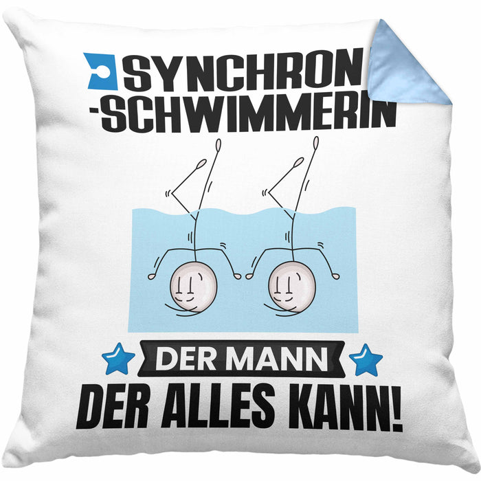 Synchronschwimmerin Kissen mit Füllung 40x40 Geschenk für Synchronschwimmerin Der Mann Der Alles Kann Geschenkidee zum Geburtstag (Grau) Blau Trendation