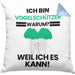 Vogelschützer Geschenk Kissen mit Füllung 40x40 Lustiger Spruch Ich Bin Vogelschützer Warum Weil Ich Es Kann Geschenkidee Bester Vogelschützer Geburtstag (Grau) Blau Trendation