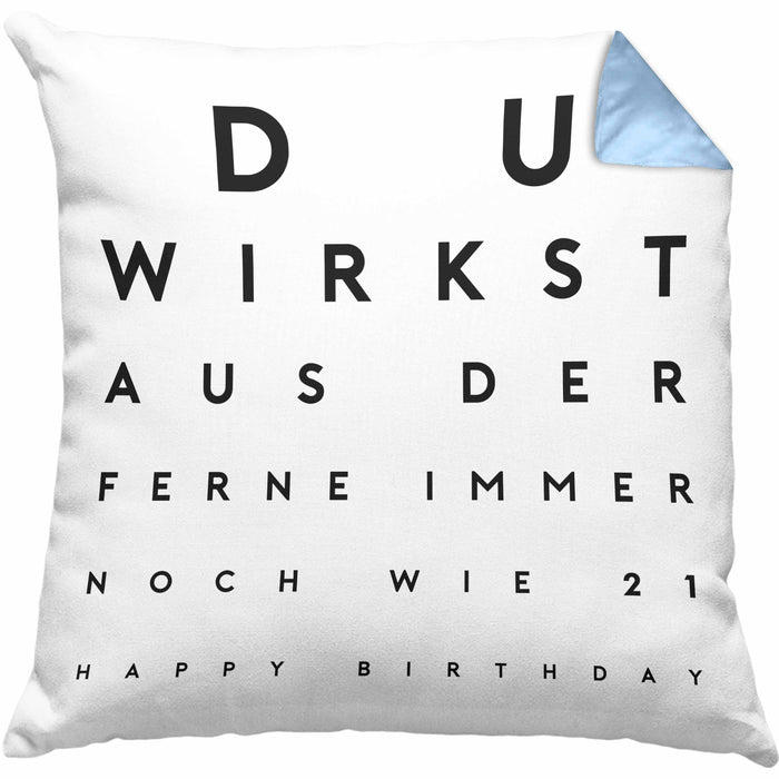 Happy Birthday Kissen mit Füllung 40x40 Du Wirst Aus Der Ferne Immer Noch Wie 21 Geburtstag Geschenkidee Männer Frauen Geschenk zum Geburtstag (Grau) Blau Trendation