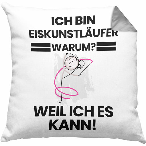 Eiskunstläufer Geschenk Kissen mit Füllung 40x40 Lustiger Spruch Ich Bin Eiskunstläufer Warum Weil Ich Es Kann Geschenkidee Bester Eiskunstläufer Geburtstag (Grau) Grau Trendation
