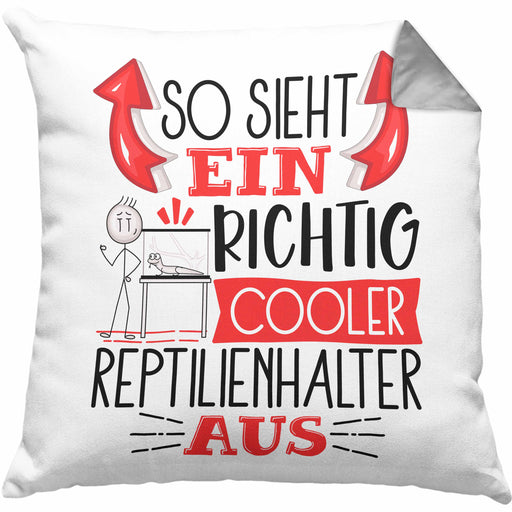 Reptilienhalter Kissen mit Füllung 40x40 So Sieht Ein Richtig Cooler Reptilienhalter Aus Geschenk Lustiger Spruch Geschenkidee (Grau) Grau Trendation
