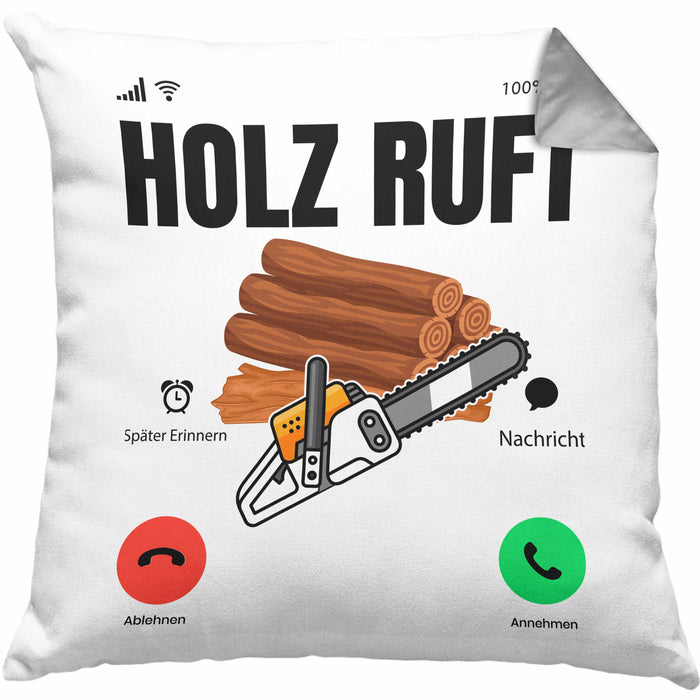 Holzarbeiter Schreiner Tischler Geschenk Kissen mit Füllung 40x40 Holz Ruft An Holzarbeit Waldarbeiter (Grau) Grau Trendation
