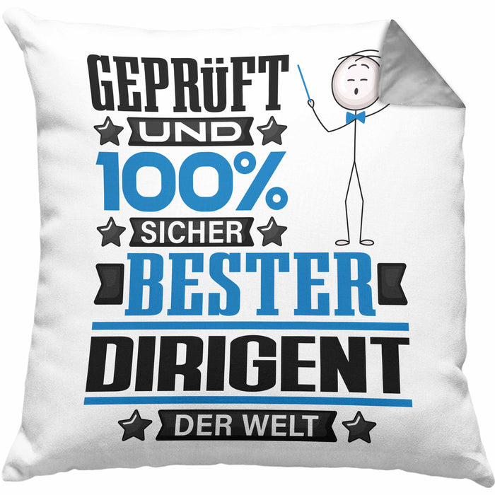 Dirigent Geschenk Lustiger Spruch für Dirigent Geschenkidee Bester Dirigent Der WeltKissen mit Füllung 40x40 (Grau) Grau Trendation