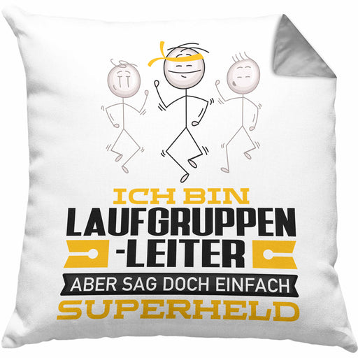 Laufgruppenleiter Geschenk Kissen mit Füllung 40x40 Ich Bin Laufgruppenleiter Aber Sag Doch Einfach Superheld Lustige Geschenkdiee für Laufgruppenleiter (Grau) Grau Trendation
