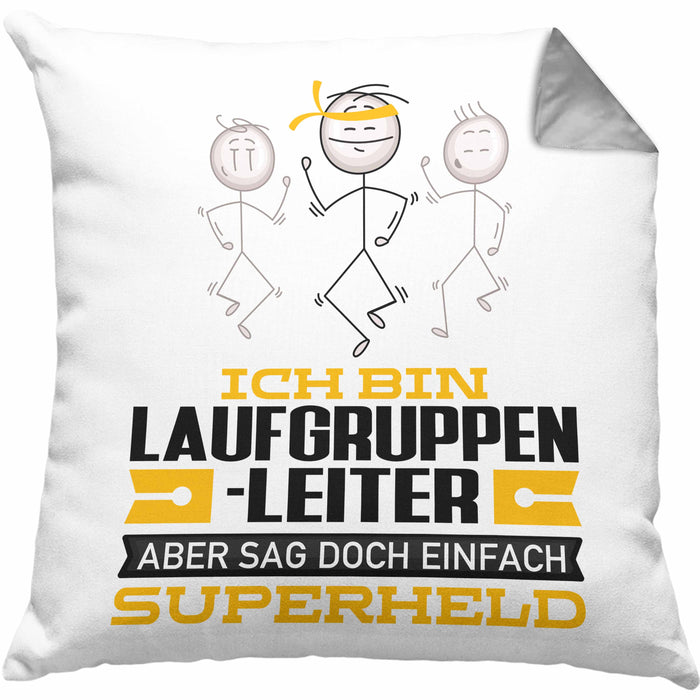 Laufgruppenleiter Geschenk Kissen mit Füllung 40x40 Ich Bin Laufgruppenleiter Aber Sag Doch Einfach Superheld Lustige Geschenkdiee für Laufgruppenleiter (Grau) Grau Trendation