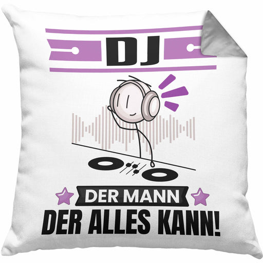 DJ Kissen mit Füllung 40x40 Geschenk für DJ Der Mann Der Alles Kann Geschenkidee zum Geburtstag (Grau) Grau Trendation