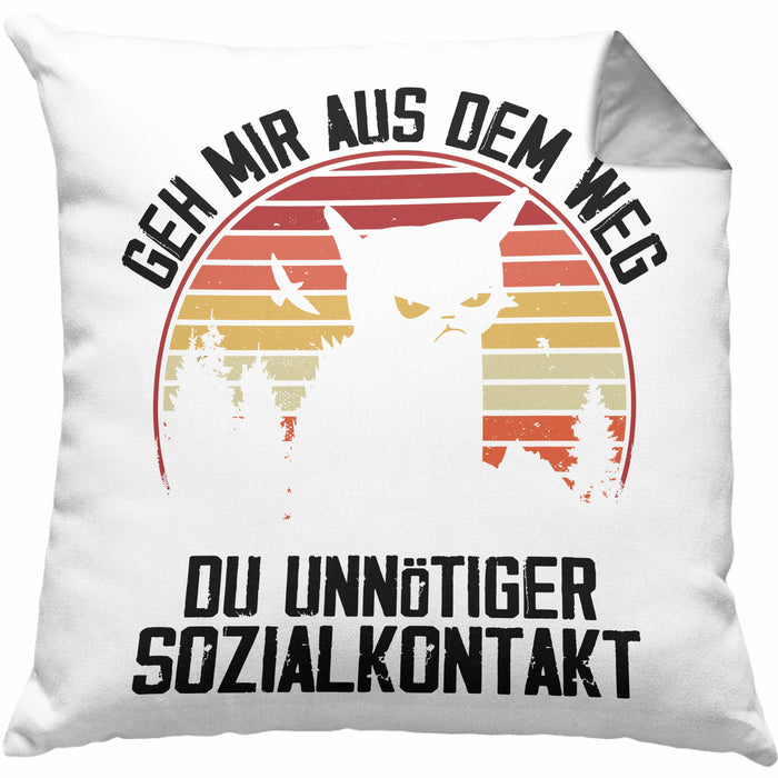 Lustige Kissen mit Füllung 40x40 Geschenk Geh Mir Aus Dem Weg DU Unnötiger Sozialkontakt Geschenkidee Frauen Sarkasmus Humor (Grau) Grau Trendation