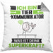 Tierkommunikator Kissen mit Füllung 40x40 Geschenk für Tierkommunikator Geburtstag Lustiger Spruch Was Ist Deine Superkraft (Grau) Grau Trendation