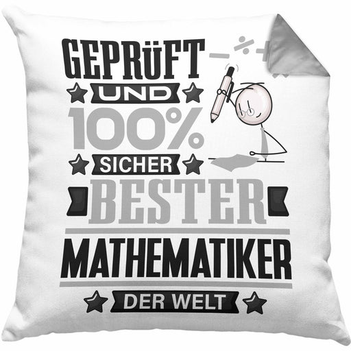 Mathematiker Geschenk Lustiger Spruch für Mathematiker Geschenkidee Bester Mathematiker Der WeltKissen mit Füllung 40x40 (Grau) Grau Trendation
