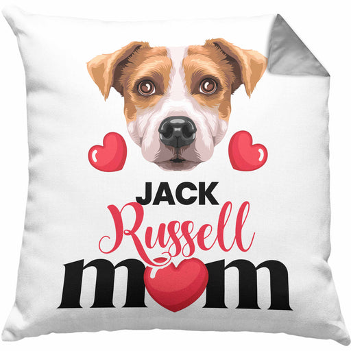 Jack Russell Besitzer Mom Mama Kissen mit Füllung 40x40 Geschenk Lustiger Spruch Geschenkidee Jack Russell Besitzerin (Grau) Grau Trendation