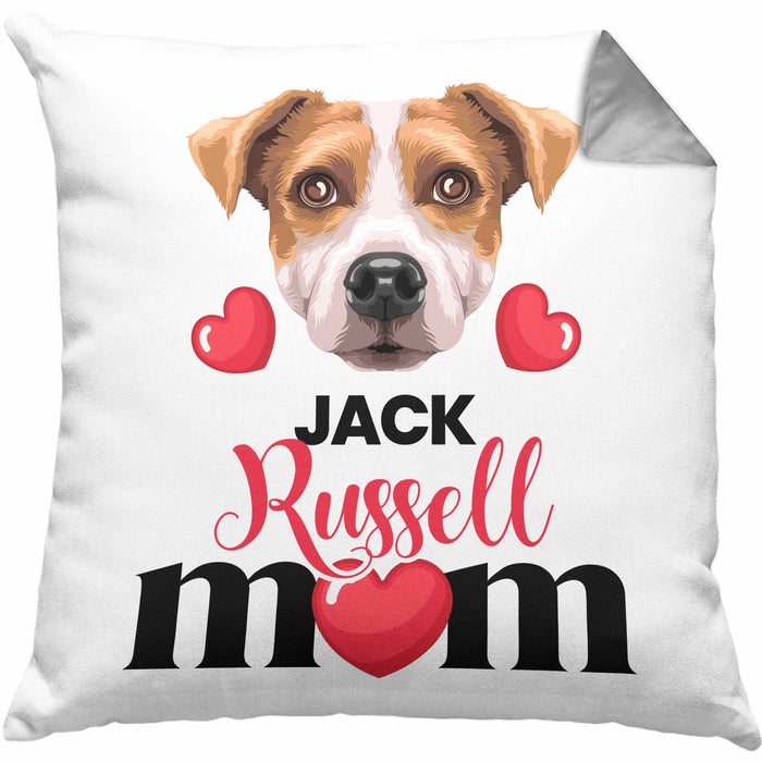 Jack Russell Besitzer Mom Mama Kissen mit Füllung 40x40 Geschenk Lustiger Spruch Geschenkidee Jack Russell Besitzerin (Grau) Grau Trendation
