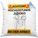 Judoka Kissen mit Füllung 40x40 Geschenk Lustiger Spruch Geschenkidee für Judoka Achtung Hochleistungs Judoka Bei Der Arbeit (Grau) Blau Trendation