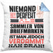 Sammler von Briefmarken Geschenk Kissen mit Füllung 40x40 Lustige Geschenkidee für Sammler von Briefmarken Geburtstag Niemand Ist Perfekt Aber Als Sammler von Briefmarken Ist Man Nah Dran (Grau) Blau Trendation