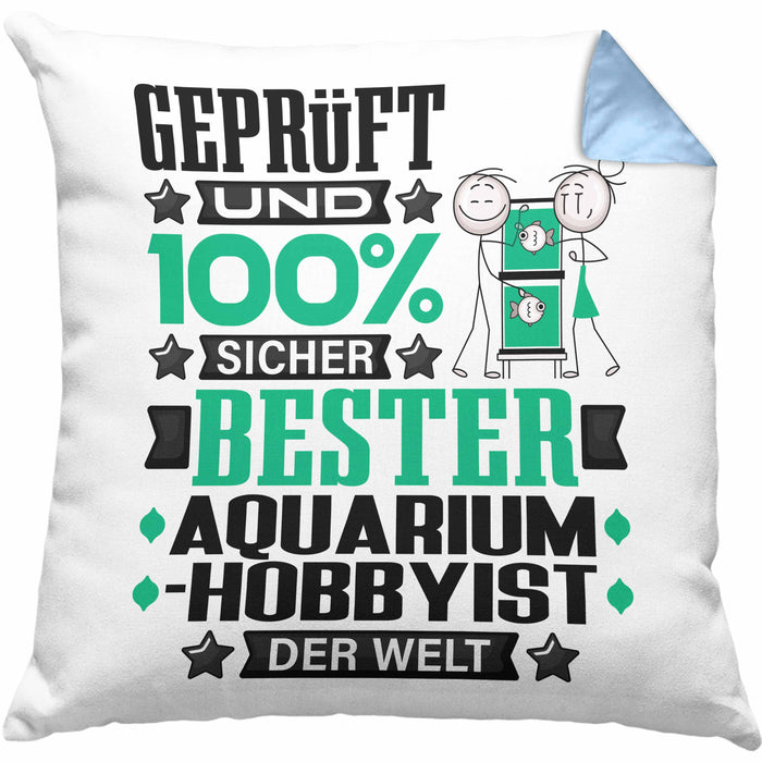 Aquarium-Hobbyist Geschenk Lustiger Spruch für Aquarium-Hobbyist Geschenkidee Bester Aquarium-Hobbyist Der WeltKissen mit Füllung 40x40 (Grau) Blau Trendation